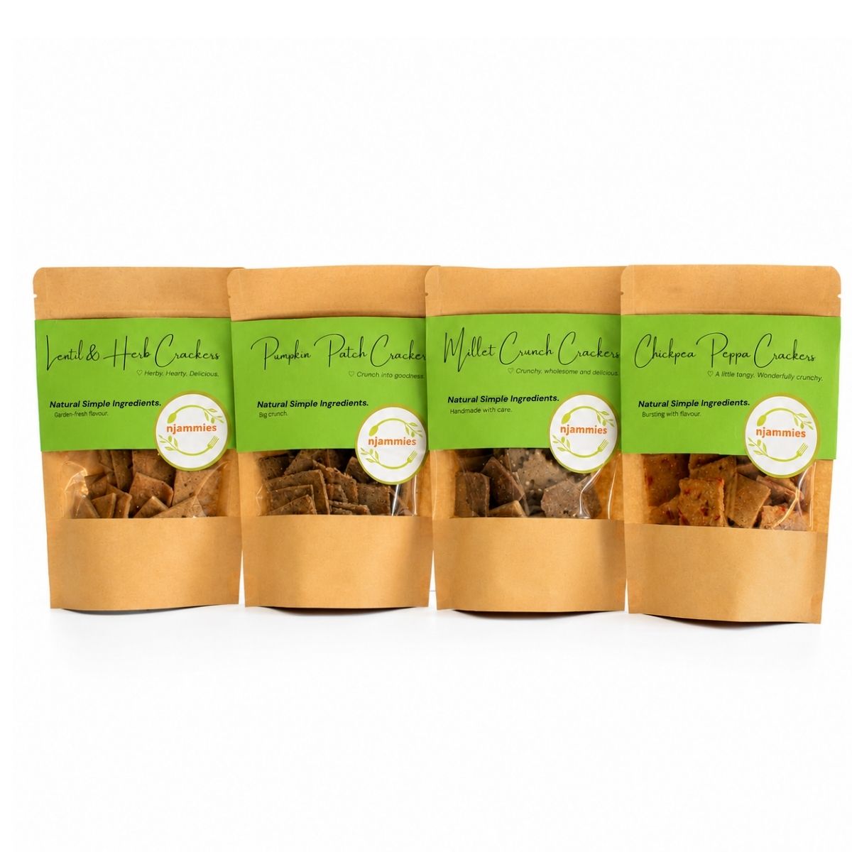 4 Varieties of Crackers packed in Kraft packets