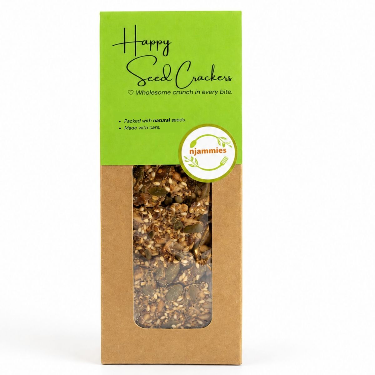 Njammies Happy Seed Crackers 100 g pack.
