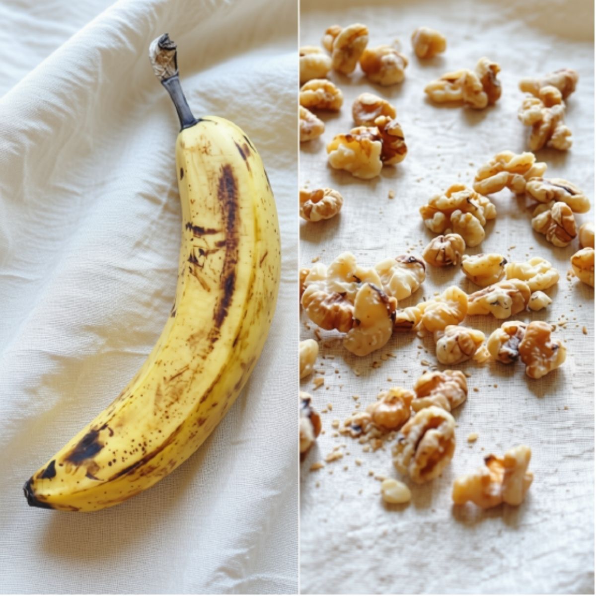 Banana with a selection of nuts and seeds used to make Njammies Banana Delight.