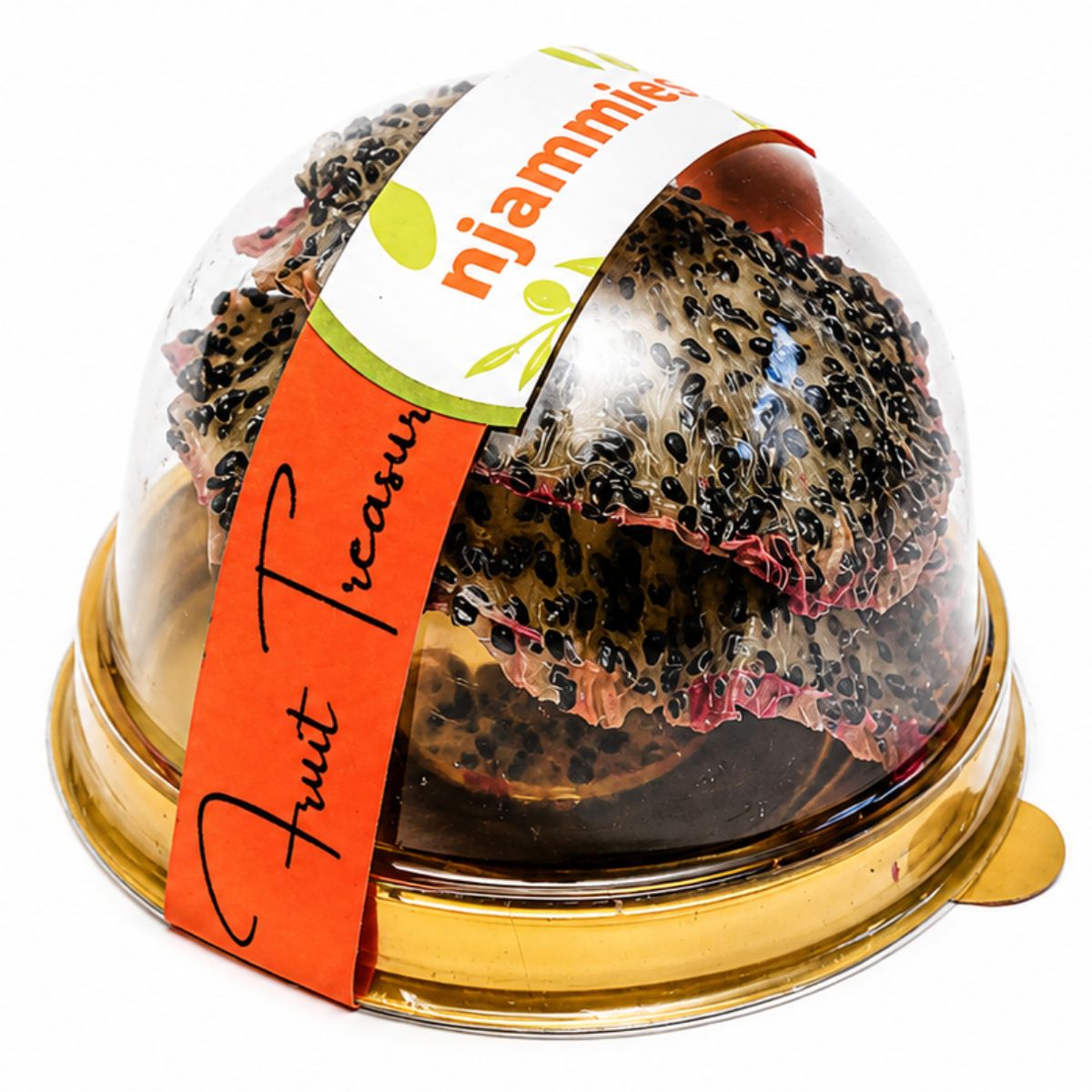Njammies Fruit Treasure dome filled with dragon fruit naturally dried fruit pieces.