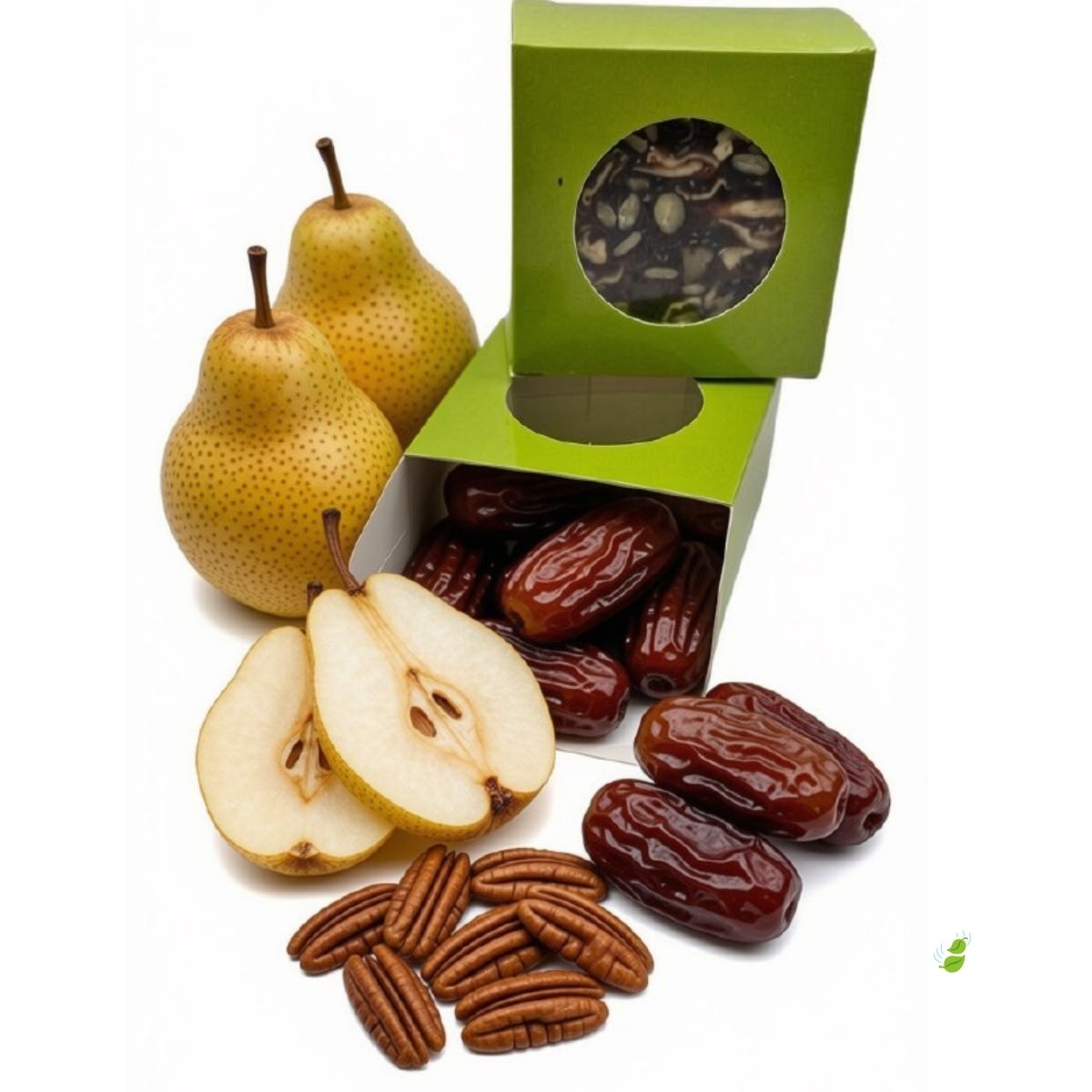 Pears, dates and pecans used to make Njammies Pear-fectly Gingered Bars.