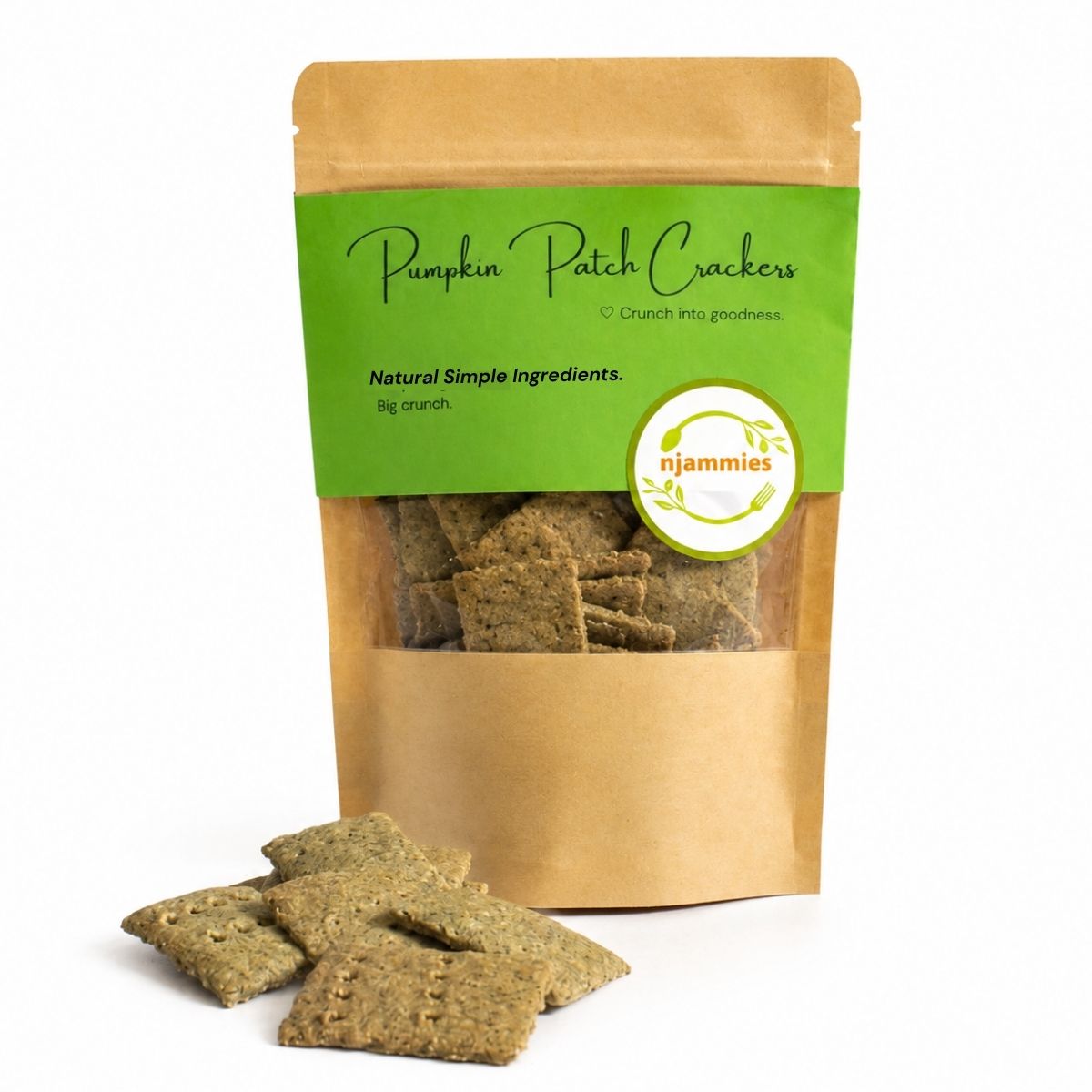 Pumpkin Patch Crackers packed in a Kraft package