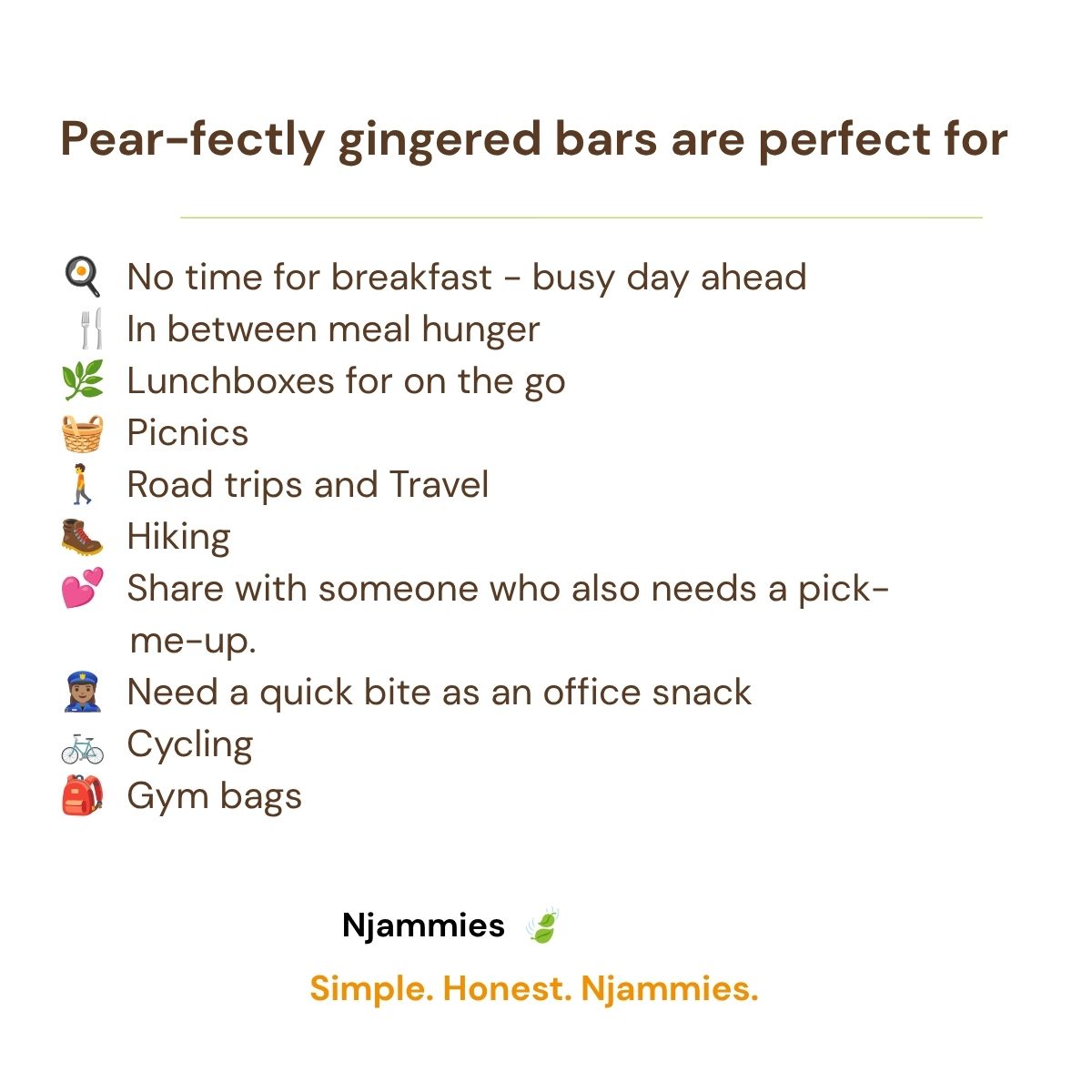 Pear-fectly Gingered Bar serving ideas for breakfast, lunchboxes, picnics, road trips and sharing.