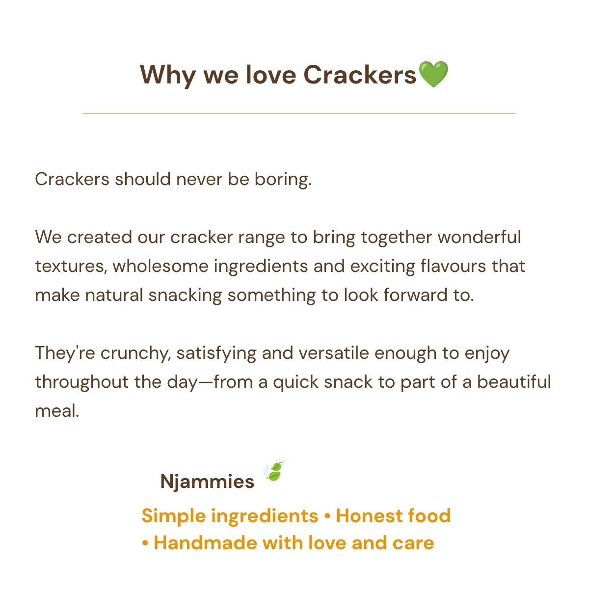 Why we love Crackers card celebrating crunchy textures, wholesome ingredients and savoury flavours.