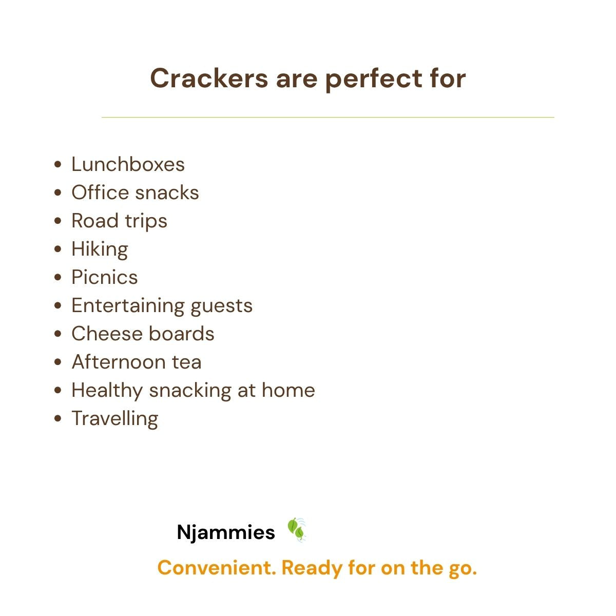 Crackers are perfect for card with everyday snack occasions including lunchboxes, road trips, picnics and entertaining.