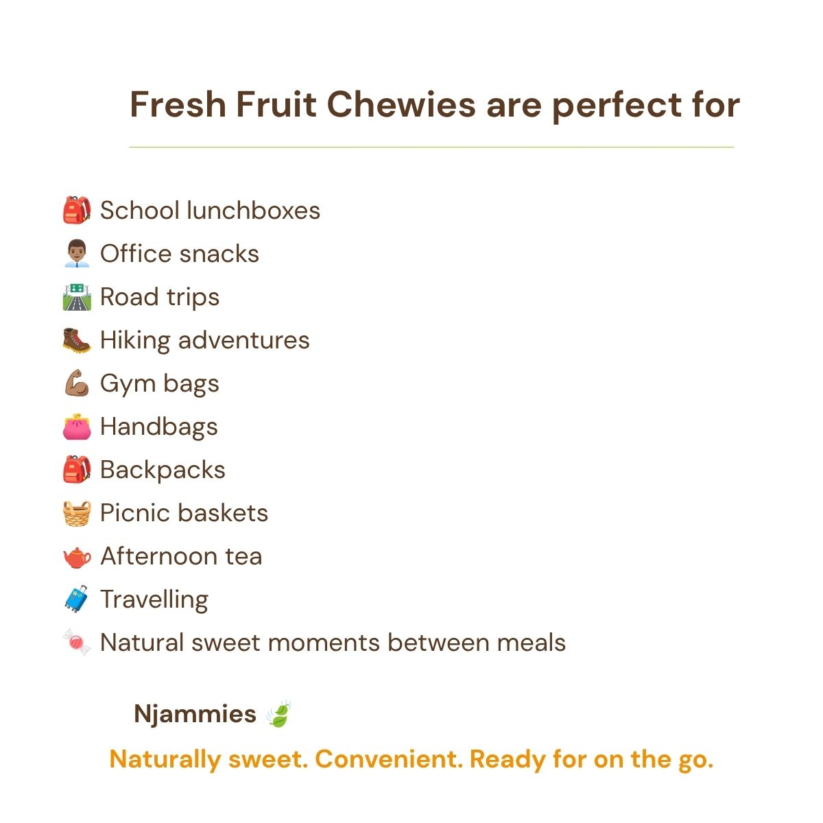 Fresh Fruit Chewies are perfect for card with everyday occasions including school, office, road trips and picnics.