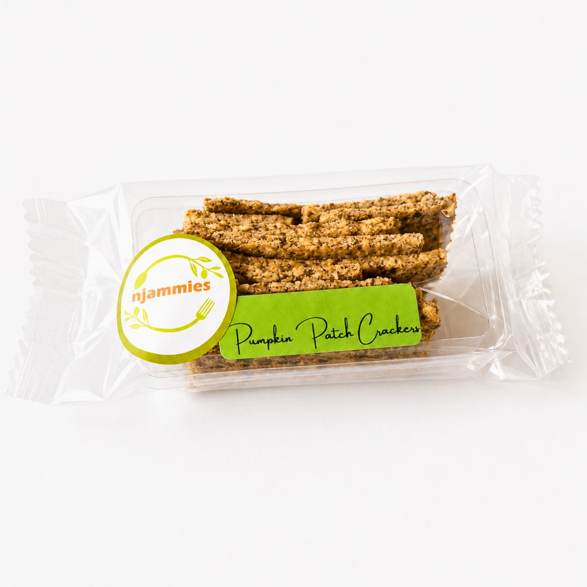 Pumpkin Patch Crackers single portion in a transparent package